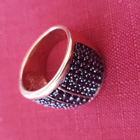 Bronze Milor Italy Black Pave Set Wide Band Ring - Size 9 - Picture 3 of 9
